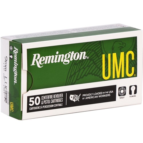 Remington UMC 9mm Luger Ammunition 115 Grain Full Metal Jacket - L9MM3